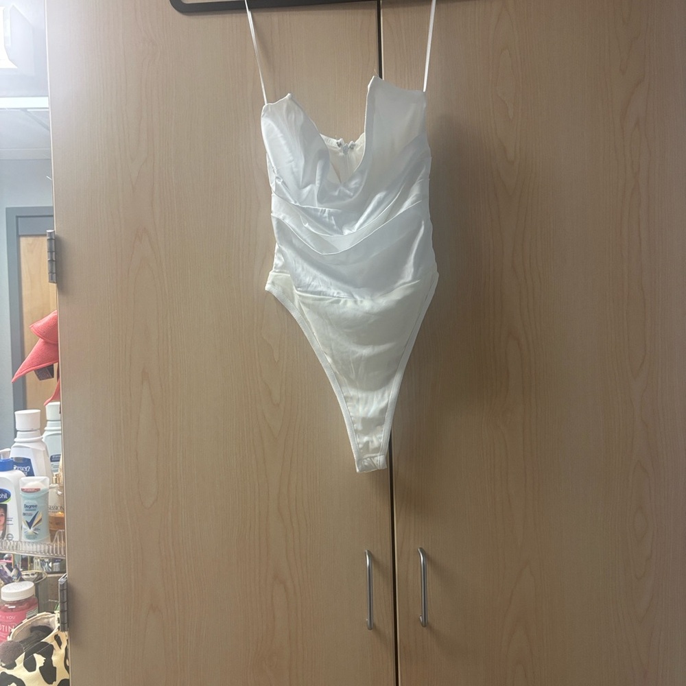 Fashion Nova White Satin Chemise
